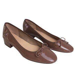 J Crew Teagan ballet pumps Patent Leather 9 Chocolate Brown Pink